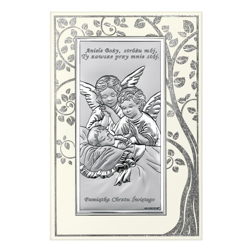 Panel Aniołki nad dzieciątkiem Pamiątka Chrztu Świętego 6468SP/2XA, 16x14