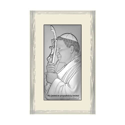 Obrazek Św. Jan Paweł II  NA JASNYM DREWNIE 6744/2XFB, 16x25 @