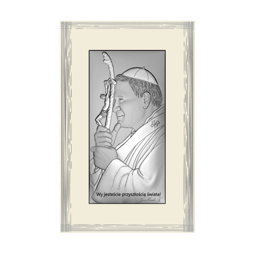 Obrazek Św. Jan Paweł II  NA JASNYM DREWNIE 6744/3FB, 21x33 @