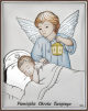 *Obrazek aniołek z latarenką nad dzieciątkiem KOLOROWY DS32/2XC, 12x16 @